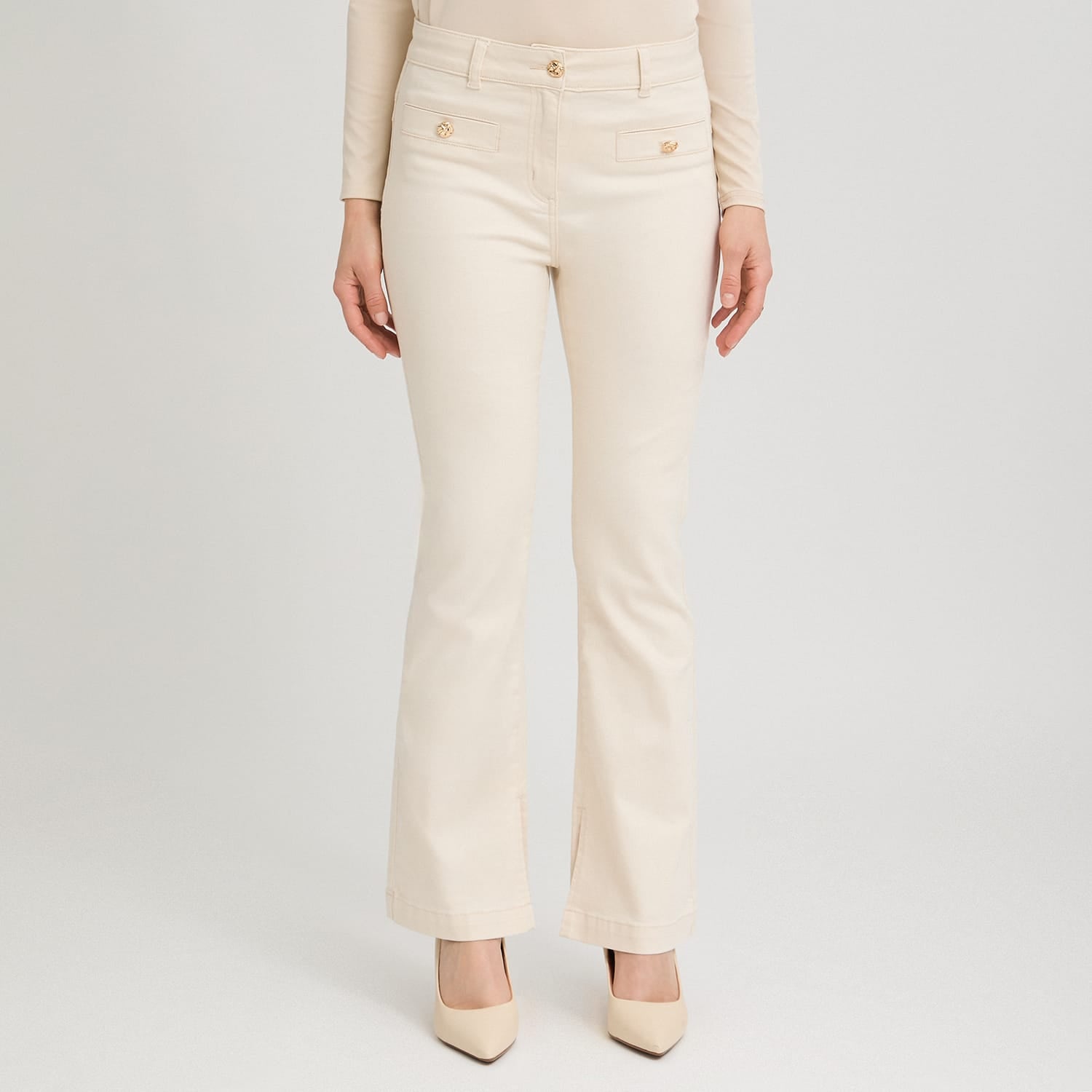 Jeans Flare 3 Botones Amarillo